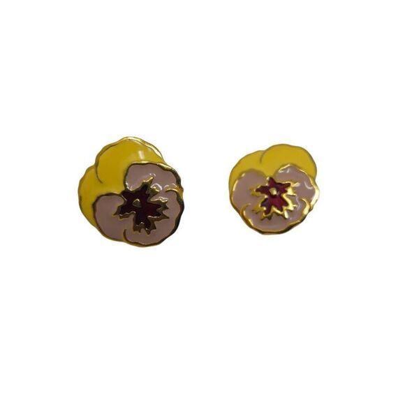 Vintage Avon Pansy Clip-On Earrings | 1.11" | Circa 1990s - Picture 1 of 3